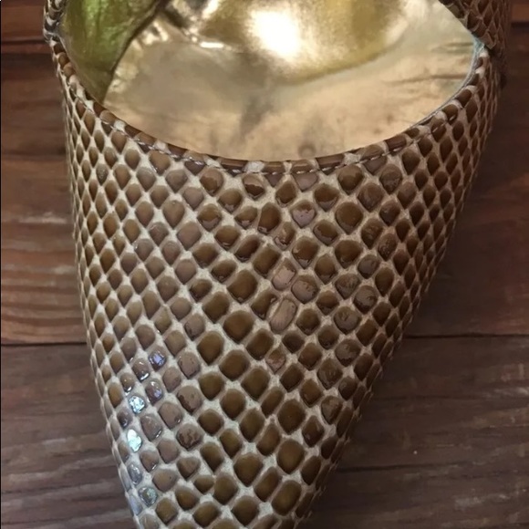 Escada Snakeskin Embossed Leather Slingback Shoes - Picture 2 of 6